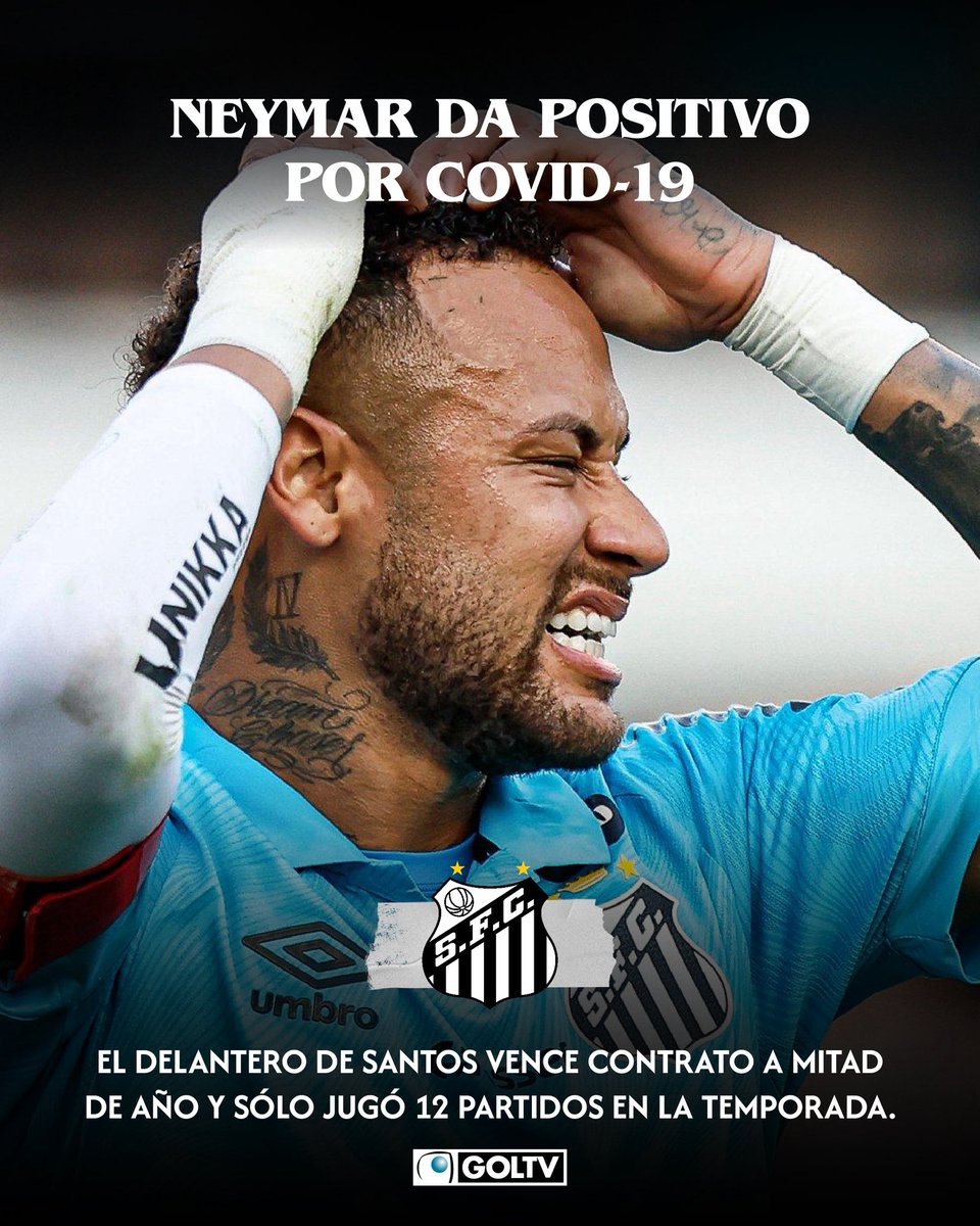GOLTV (@goltv) on Twitter photo Neymar da positivo por COVID-19 y su futuro en Santos sigue en duda 🏥
El delantero vence su contrato el 30 de junio y esta temporada solamente jugó 12 🅿️ 3⚽️ 3 🅰️
#NoticiasGOLTV Neymar da positivo por COVID-19 y su futuro en Santos sigue en duda 🏥
El delantero vence su contrato el 30 de junio y esta temporada solamente jugó 12 🅿️ 3⚽️ 3 🅰️
#NoticiasGOLTV