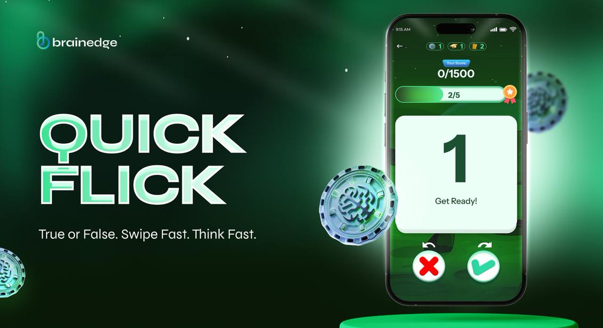 YaserBahra68450's tweet image. Game Mode Reveal: QUICK FLICK ⚡

Fast. Reflexive. True or False. Get ready for Quick Flick, the ultimate true-or-false quiz mode that will test your reflexes and decision-making speed! Coming soon in Season 2!
 2!

#BrainGames #QuickFlick #TrueOrFalse