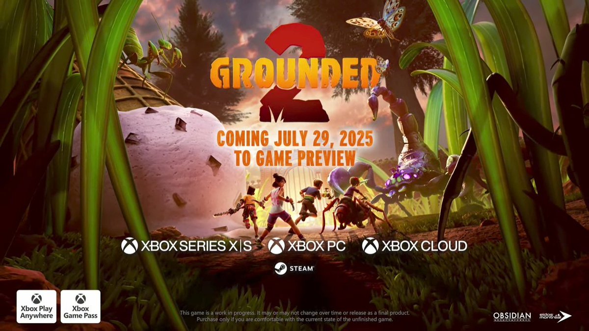 🚨AGORA: Grounded 2 é anunciado para 26 de Julho para Xbox Series X|S, PC e XCloud.
