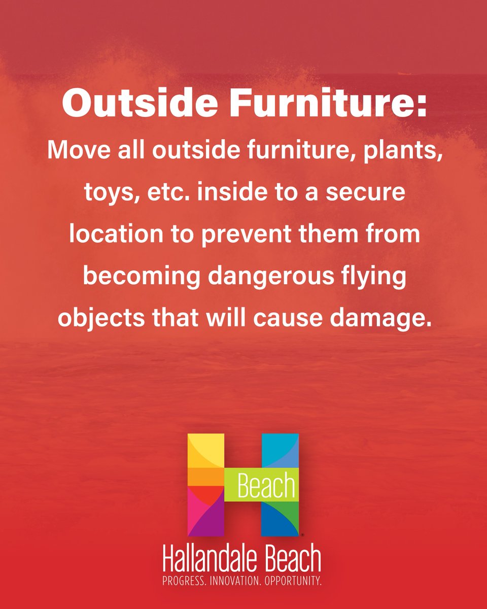 Hurricane season prep tip: if a storm is headed our way, make sure to move your outside furniture inside to prevent it from becoming a dangerous flying object.