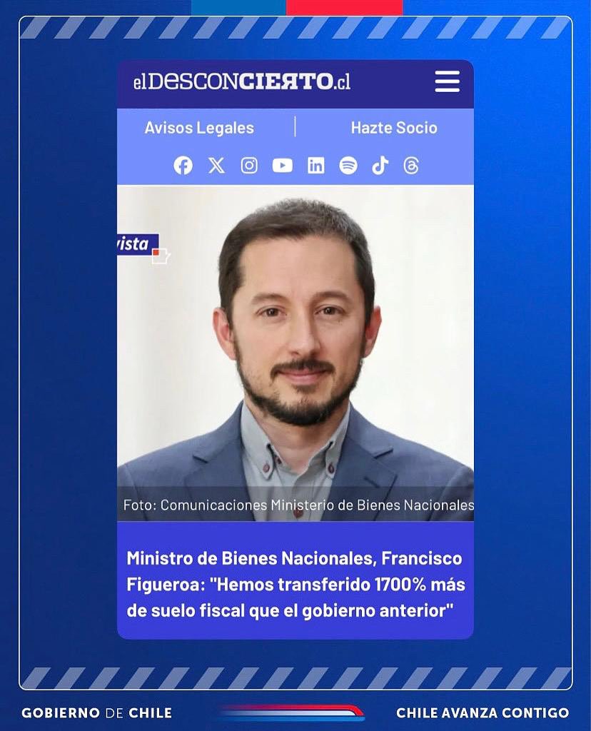 Bienes Nacionales (@ministeriobbnn) on Twitter photo 📰 En entrevista con <a href="/eldesconcierto/">El Desconcierto</a>, el ministro Francisco Figueroa habló sobre los importantes avances e hitos logrados por Bienes Nacionales durante estos más de tres años de gobierno.
Mira la entrevista completa acá ➡ acortar.link/DFmSRf 📰 En entrevista con <a href="/eldesconcierto/">El Desconcierto</a>, el ministro Francisco Figueroa habló sobre los importantes avances e hitos logrados por Bienes Nacionales durante estos más de tres años de gobierno.
Mira la entrevista completa acá ➡ acortar.link/DFmSRf