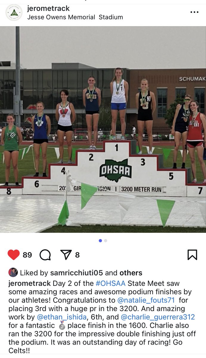 Congratulations to Natalie Fouts with a blazing PR and 3rd place in the State of Ohio in the 3200m! We are so proud of your dedication and work that went into an amazing accomplishment!
