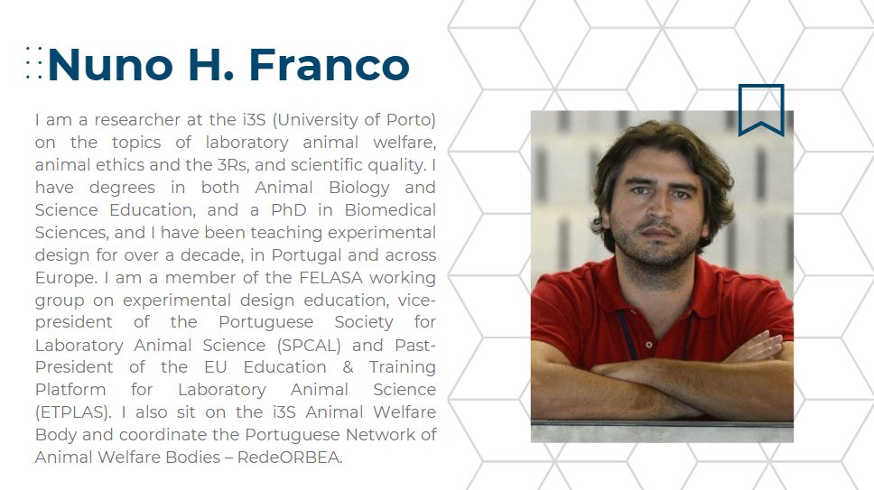 COST_TEATIME's tweet image. At the Bratislava Training School, @NunoHFranco will teach key principles of #experimentaldesign—such as randomization, blinding, sample size, and bias control—to help ensure that #animalresearch is reliable, #reproducible, and aligned with the #3Rs.
@COSTprogramme #training