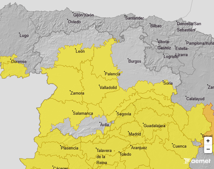 Mañana suben las temperaturas y vuelven las tormentas a buena parte de #CastillayLeón. Hay avisos 🟡de <a href="/AEMET_Esp/">AEMET</a> por máximas de hasta 37ºC en las provincias de  Ávila, Salamanca y Valladolid y por tormentas en Ávila, León, Palencia, Segovia, Soria, Valladolid y Zamora. #FMA