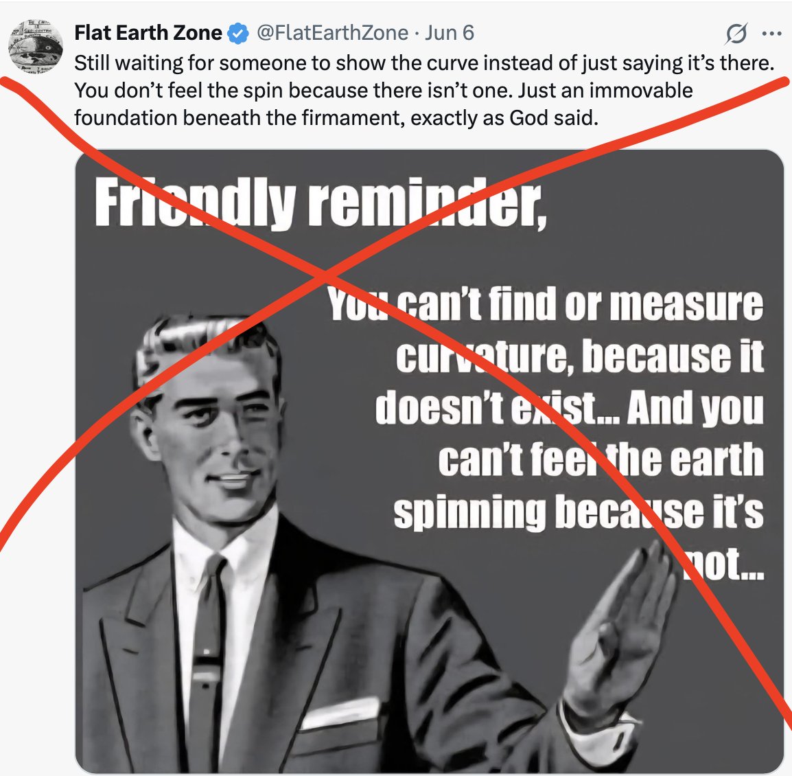 TechTranslate_G's tweet image. Friendly reminder dear Flat Earthers,
Even Flat Earthers were able to measure Earth’s curvature.
youtube.com/watch?v=GFqmDa…