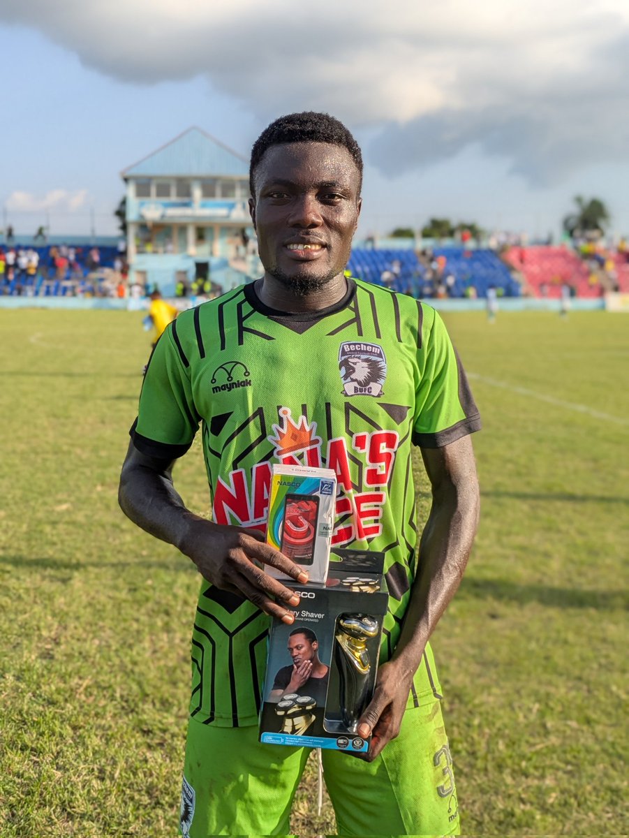 Bechem United FC (@bechemunitedfc) on Twitter photo Introducing the NASCO MVP!
BABA MORO ABDULAI Shines Bright!
The gifted Center-Back delivered a stunning performance this afternoon, netting the decisive goal in our 1-0 triumph over <a href="/Youngapostlesfc/">YOUNG APOSTLES FC</a> His match-winning brilliance earned him the NASCO MVP award in emphatic fashion! Introducing the NASCO MVP!
BABA MORO ABDULAI Shines Bright!
The gifted Center-Back delivered a stunning performance this afternoon, netting the decisive goal in our 1-0 triumph over <a href="/Youngapostlesfc/">YOUNG APOSTLES FC</a> His match-winning brilliance earned him the NASCO MVP award in emphatic fashion!