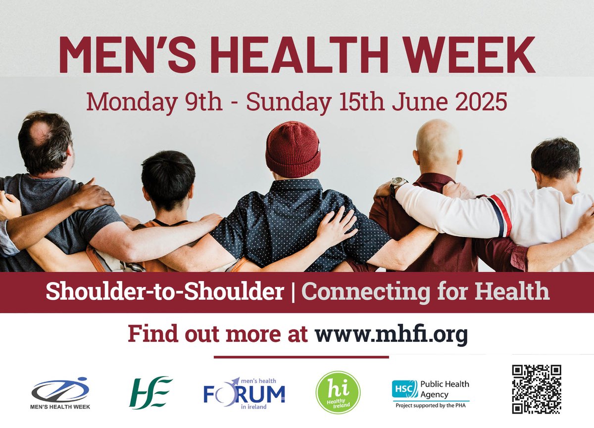 #MensHealthWeek 2025 begins tomorrow, from Mon 9th to Sun 15th June, and this year’s theme is 'Shoulder-to-Shoulder: Connecting for Health' 💪

The week is a chance to shine a light on the preventable health issues affecting men and boys, encourage healthier choices, and support