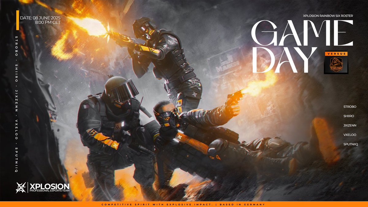 Xplosion (@esport_xplosion) on Twitter photo After yesterday's win in the <a href="/UniqueX_League/">UniqueX League | Season II</a>, our Rainbow 6 team faces <a href="/EsportSaturlity/">Saturlity Esport</a> in the in the <a href="/WarS_Tournament/">WarS League S1</a> League
โฐ: 8PM CET
Lineup:
<a href="/StroboOneTap/">XPS Strobo | ๐ฆ๐น</a>
<a href="/ShiiroR6S/">xShiiro65</a>
@Sputniiq
@Jixzenn
<a href="/vXeloo/">vXeloo</a> After yesterday's win in the <a href="/UniqueX_League/">UniqueX League | Season II</a>, our Rainbow 6 team faces <a href="/EsportSaturlity/">Saturlity Esport</a> in the in the <a href="/WarS_Tournament/">WarS League S1</a> League
โฐ: 8PM CET
Lineup:
<a href="/StroboOneTap/">XPS Strobo | ๐ฆ๐น</a>
<a href="/ShiiroR6S/">xShiiro65</a>
@Sputniiq
@Jixzenn
<a href="/vXeloo/">vXeloo</a>