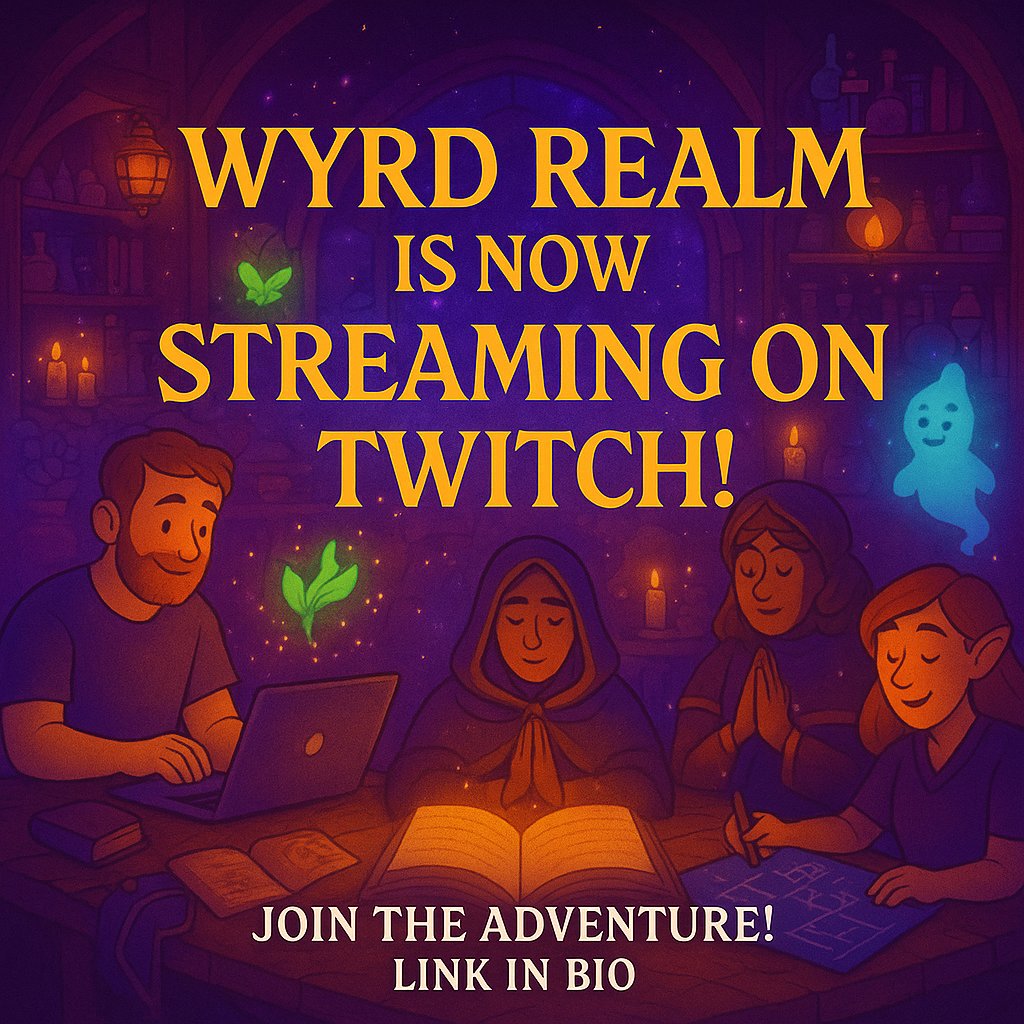🔮 Wyrd Realm is now LIVE on Twitch!

We're building a gamified personal growth platform — live.
Come hang out in the Tavern:
⚔️ Live builds
🛡️ Mental health chats
☕ Co-working quests
Join us: twitch.tv/wyrdrealm
Let’s adventure together. 🚀