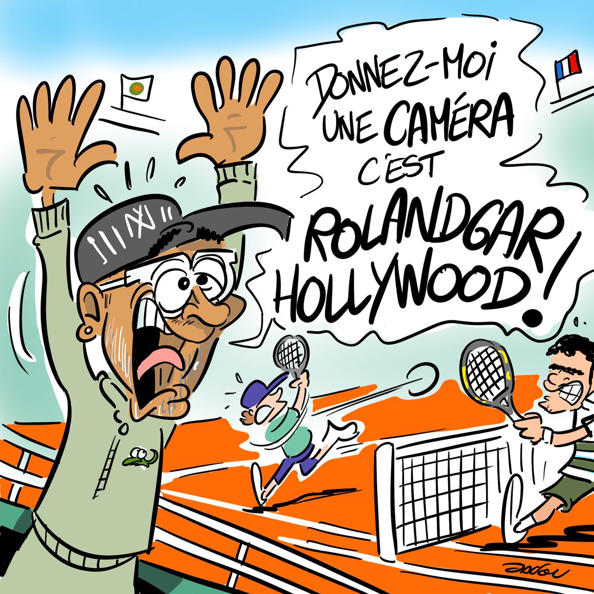 dadoubd's tweet photo. Finale historique à Roland Garros ! 
Alcaraz - Sinner sous les yeux de Spike Lee 
#Dadou ✍🏻https://t.co/DNxcn9phtP 

Le Tennis dessiné 👉🏻 https://t.co/6Boidb9yyH

#RolandGarros2025 #RolandGarros #Alcaraz #SinnerAlcaraz 
@Eurosport_FR https://t.co/GptGUbeTtL