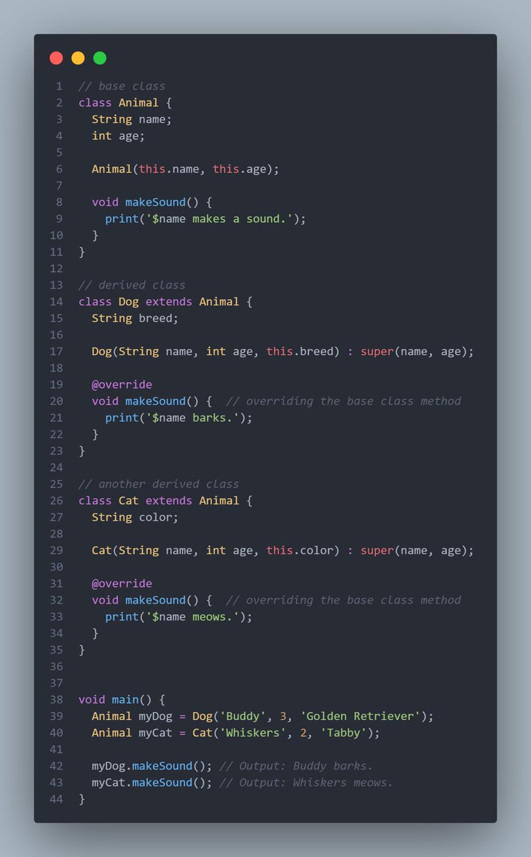 Upendra_48's tweet photo. #LSPPDay08
Learned about inheritance and method overriding in Dart today!
More about todays learning here: https://t.co/WExPDioFKm
#60DaysOfLearning2025 #LearningWithLeapfrog
@lftechnology https://t.co/o9V4F8u6cL