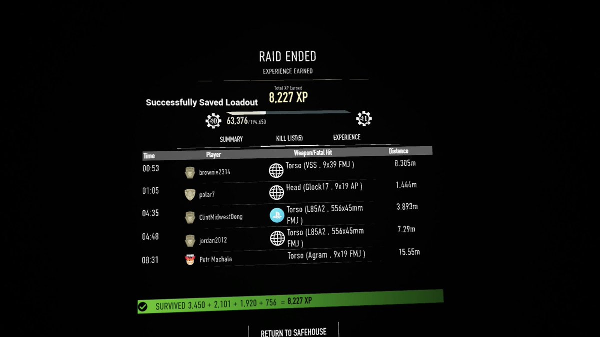 Went into a raid mostly kitted out with as val in a chodov mall, killed first person. Ran out of ammo, so tried to reload, magazines won't go in... A naked timmy comes out of a dressing room and steals my gun, he tries to shoot me with it 😂. Ended up with 4 kills somehow.
