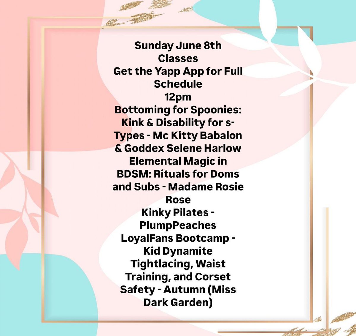 Today’s noon classes