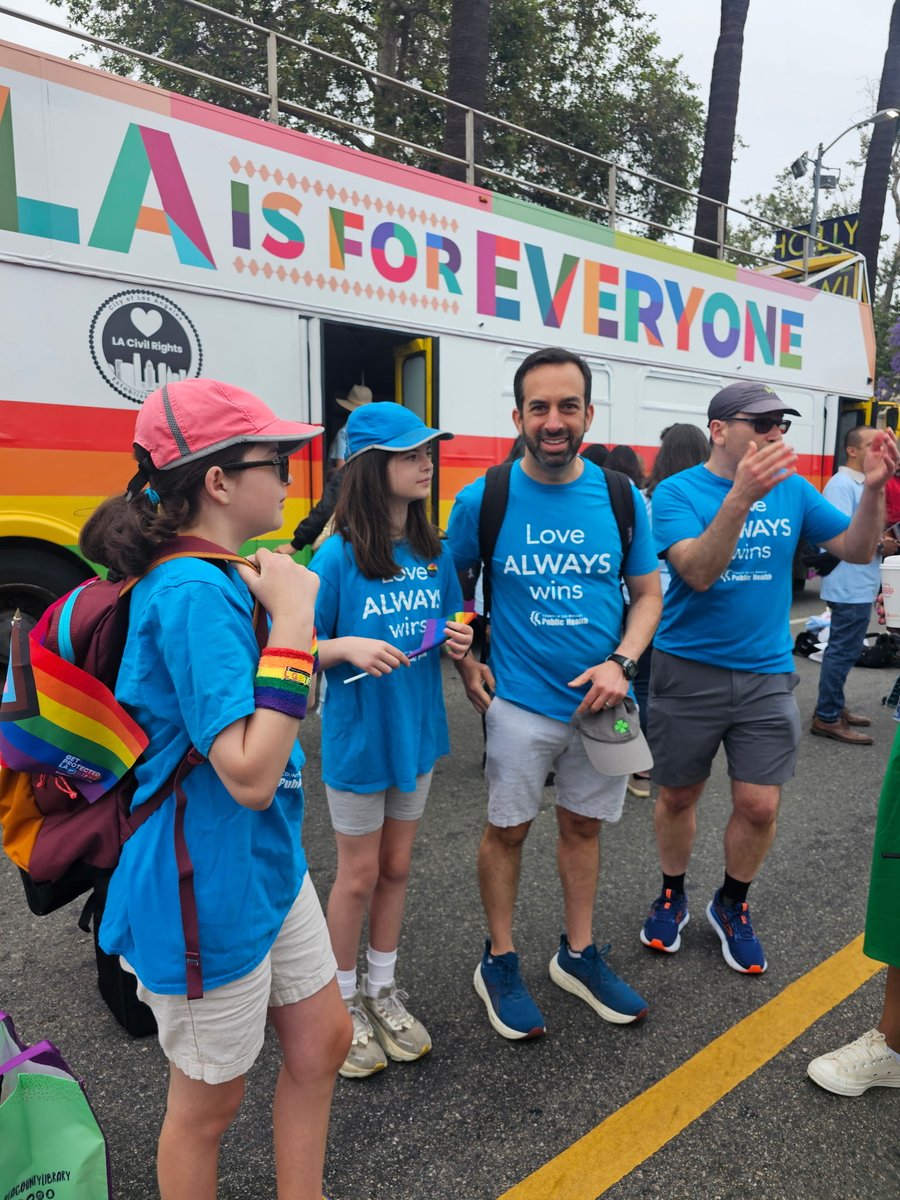 lacivilrights's tweet photo. Today, we’re riding high on the double-decker bus at the 2025 LA Pride Parade! 🏳️‍🌈 Come celebrate with our LA City leaders and don’t miss your chance to snap a pic of our #LAisForEveryone signs, shirts, and banners! 🌈 https://t.co/7Fla2rvYBk