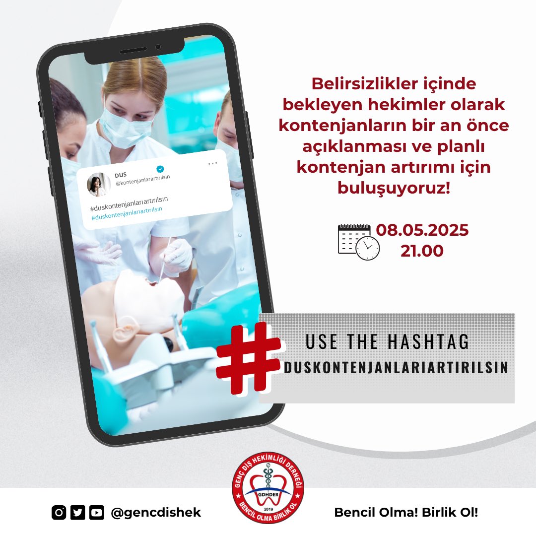 Diş Hekimleri planlı kontenjan artırımı istiyor!
#duskontenjanlarıartırılsın