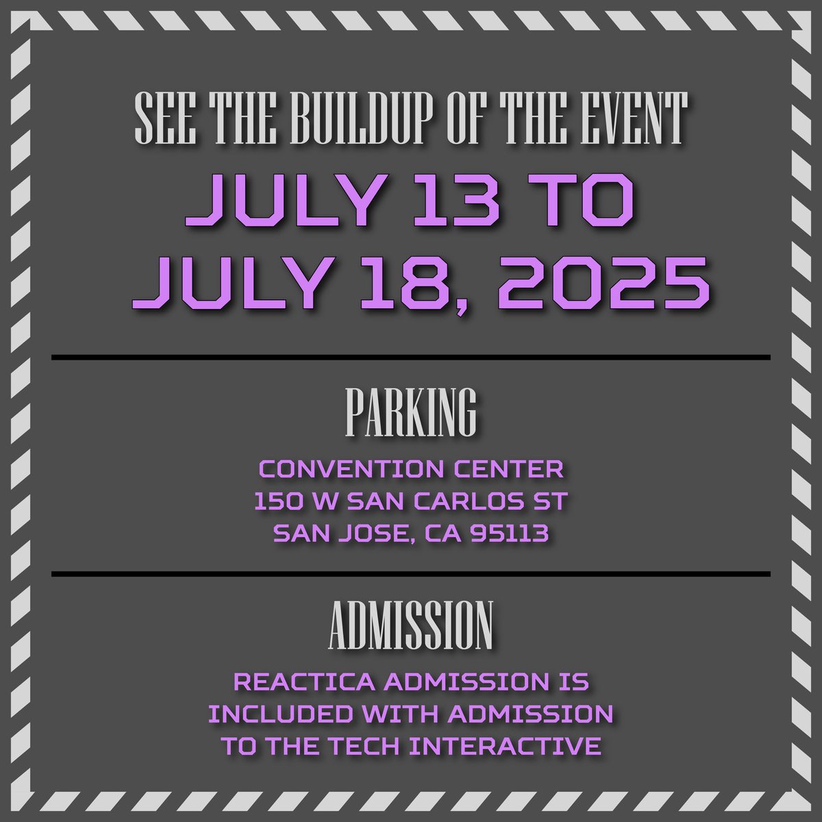 Flashdomino's tweet photo. 🧩🔍🔑 REACTICA 2025 🗝️🔓🚪

⏱️July 19, 2025 @ 1 p.m.
📍The Tech Interactive - San Jose, CA

🔐 2025 Theme: “Think Outside The Box”, the Puzzling and Mechanical Escape Room

Excited to see you all there for the 10TH YEAR of Reactica! It will be our biggest and best yet 😊 https://t.co/KZKwhZm1Db