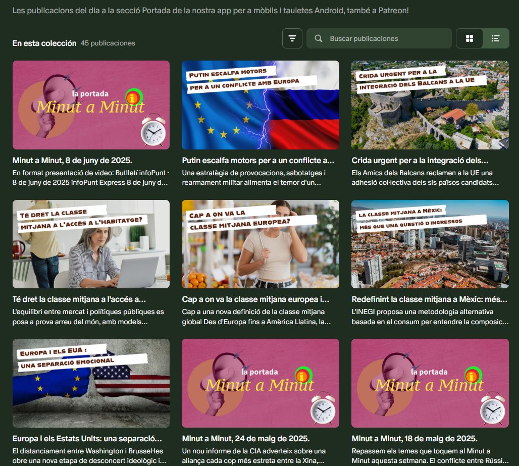 infopuntinforma's tweet photo. Novetats a infoPunt!
Actualitzem la nostra pàgina a Patreon, on t'expliquem com t’ajudem a entendre el món en català.
Subscriu-te per 3 €/mes i rep anàlisis exclusius sobre política, economia i innovació.
Uneix-te a la nostra comunitat!
#infoPunt #InformacióEnCatalà
https://t.co/Wlewf2SuTU