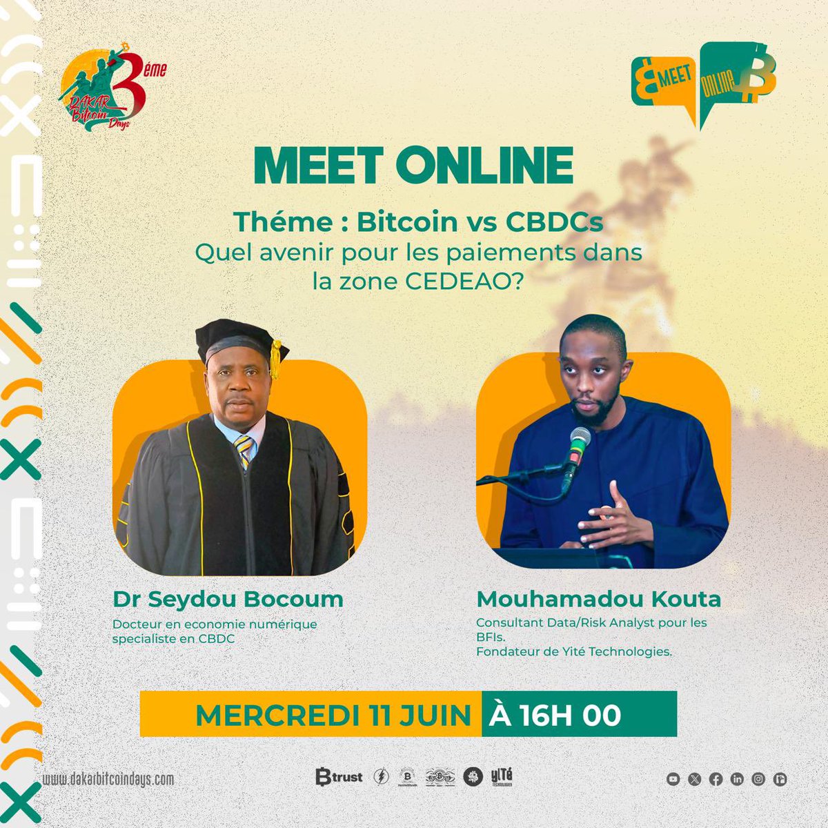 dakarbtcdays's tweet photo. Bitcoin vs CBDCs : Le grand face-à-face !
Ce mercredi 11 juin | 16h GMT |
 
L’Afrique de l’Ouest doit-elle choisir la souveraineté décentralisée du #Bitcoin ou la stabilité institutionnelle des #CBDCs ? 

Deux experts s’affrontent en direct!

🎙️ Dr Seydou Bocoum
🎙️ @nourou4them https://t.co/FPfuP9BqPu