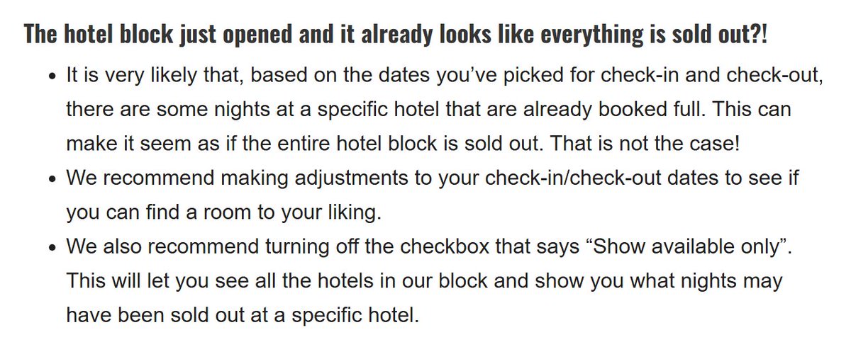 As a reminder for booking: