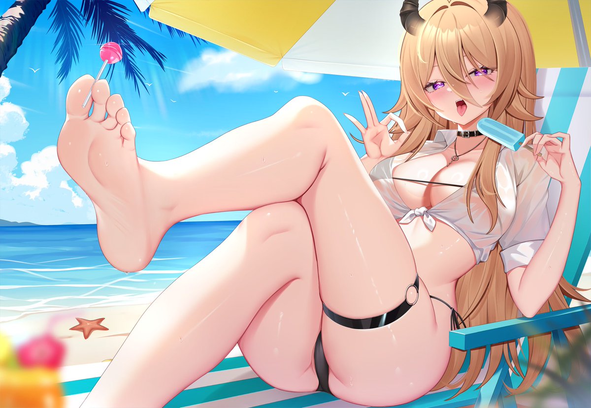 Ahhh, mir ist heiß ich brauch ein Eis~ 🍧
Schmierst du mich mit Sonnencreme ein?~ 💜

🎨- <a href="/yngjiq490029454/">人偶哦 / Open Commission</a> I love it, thank you💜💜
#LeviArt