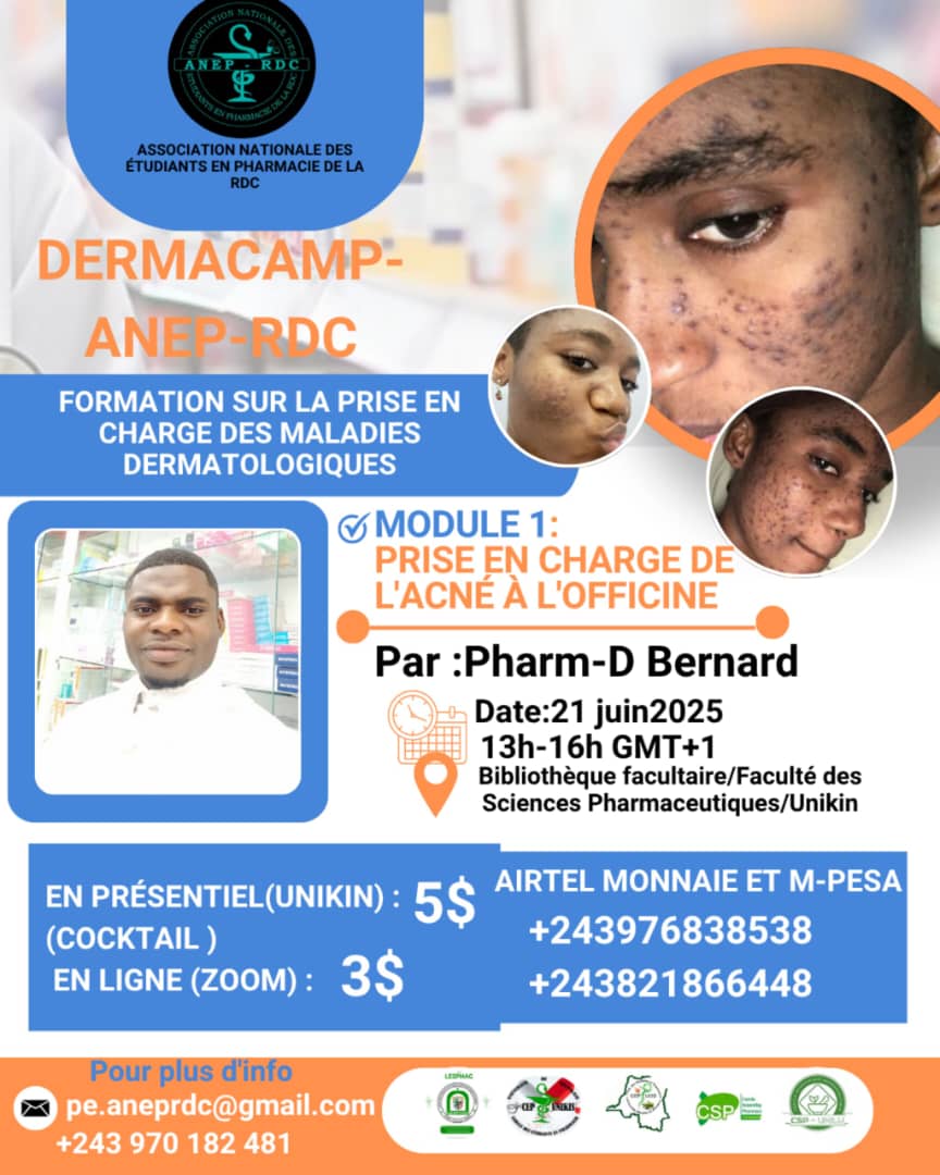 ANEP-RDC 🇨🇩 (@sep_drc) on Twitter photo DERMACAMP by ANEP-RDC 🇨🇩
Inscription obligatoire via le docs.google.com/forms/d/e/1FAI…
Après inscription, validez votre participation en payant auprès des trésorières.
Pour plus d'informations contactez :
E-mail : pe.aneprdc@gmail.com
WhatsApp, cliquez ici : wa.me/message/R3OZUX… DERMACAMP by ANEP-RDC 🇨🇩
Inscription obligatoire via le docs.google.com/forms/d/e/1FAI…
Après inscription, validez votre participation en payant auprès des trésorières.
Pour plus d'informations contactez :
E-mail : pe.aneprdc@gmail.com
WhatsApp, cliquez ici : wa.me/message/R3OZUX…