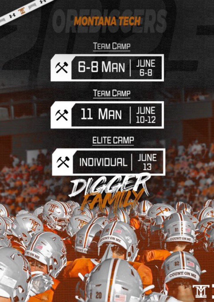 Excited to be competing at the <a href="/MonTechFootball/">Montana Tech Football</a> individual camp next weekend. Thanks again to <a href="/CoachKyleSamson/">Kyle Samson</a> for inviting me and giving me an opportunity!