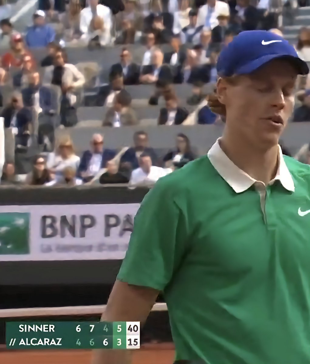 stevenipps's tweet photo. The point of inflection, literally, in the ongoing #RolandGarros Final - the start of a stellar comeback by @carlosalcaraz from the brink of loss, SAVING THREE CHAMPIONSHIP POINTS and clawing back set #4 from @janniksin to level the score! Whattay match! Vamos! 🎾

@rolandgarros https://t.co/0mmqvsLvCh