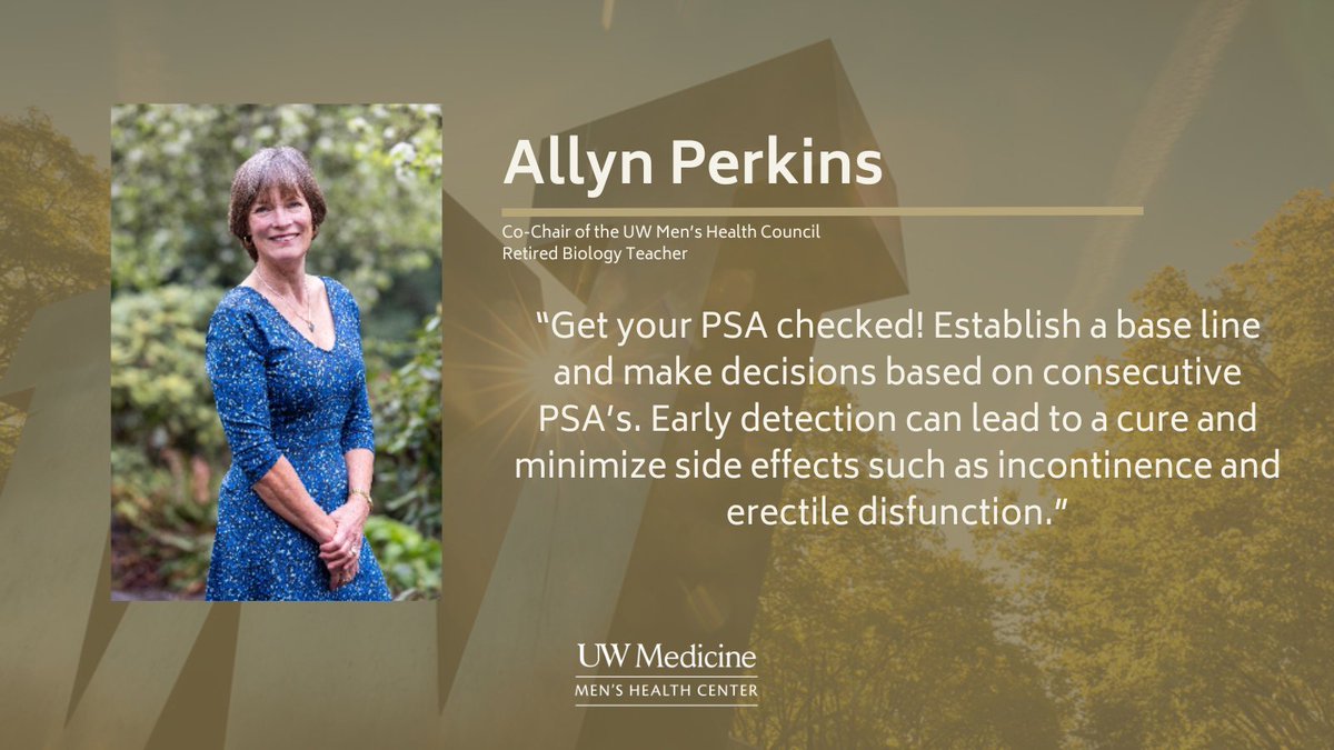 Today we’re hearing from Allyn Perkins, Co-Chair of the Men’s Health Council, who champions early detection and regular screenings. Her advocacy reminds men to   take charge of their health because early action can lead to better outcomes. #UWMensHealthMonth2025