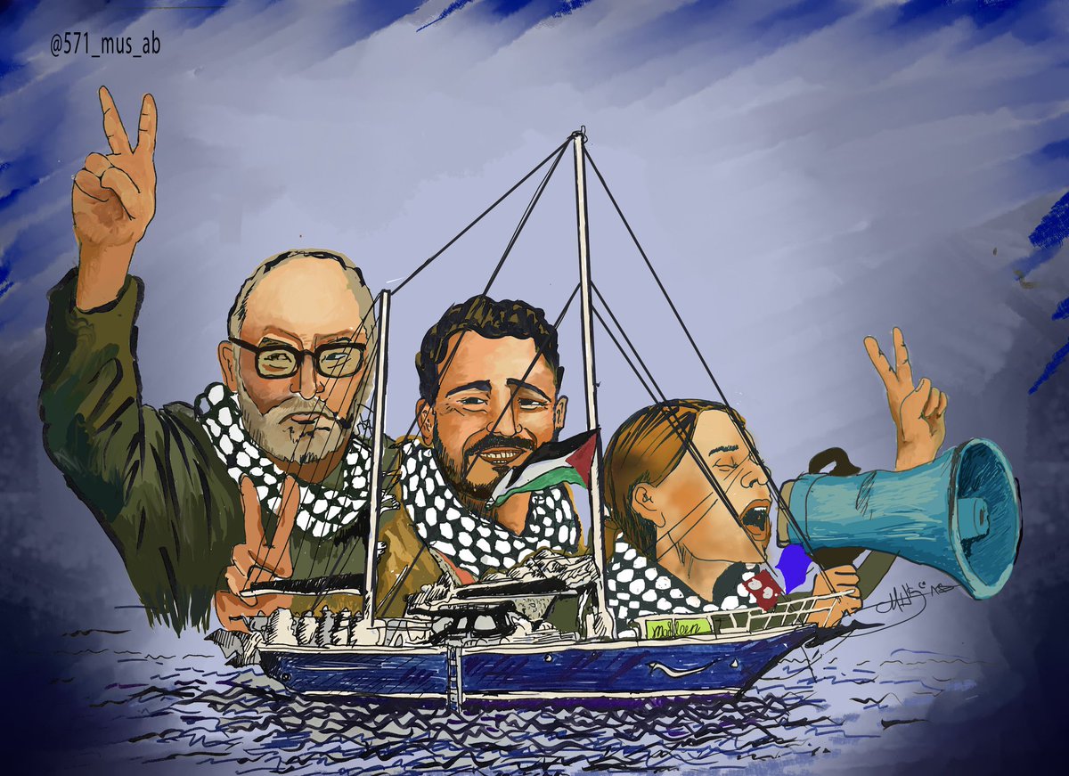Yahya_Sinvar_'s tweet photo. ✍️ Yaz, çiz, haykır, tepki göster
 🇵🇸⛵ Vicdan gemisi insanlığın namusudur.

❤️ #WeAreMadleen
Gönlümüz Gazze'de, gözümüz Kudüs’te.

Kudüs özgür olana kadar susmayacağız!

🕊️🕌✊🏽
#FreePalestine #Gazze #Filistin #Direniş https://t.co/ncuo6HiOuW