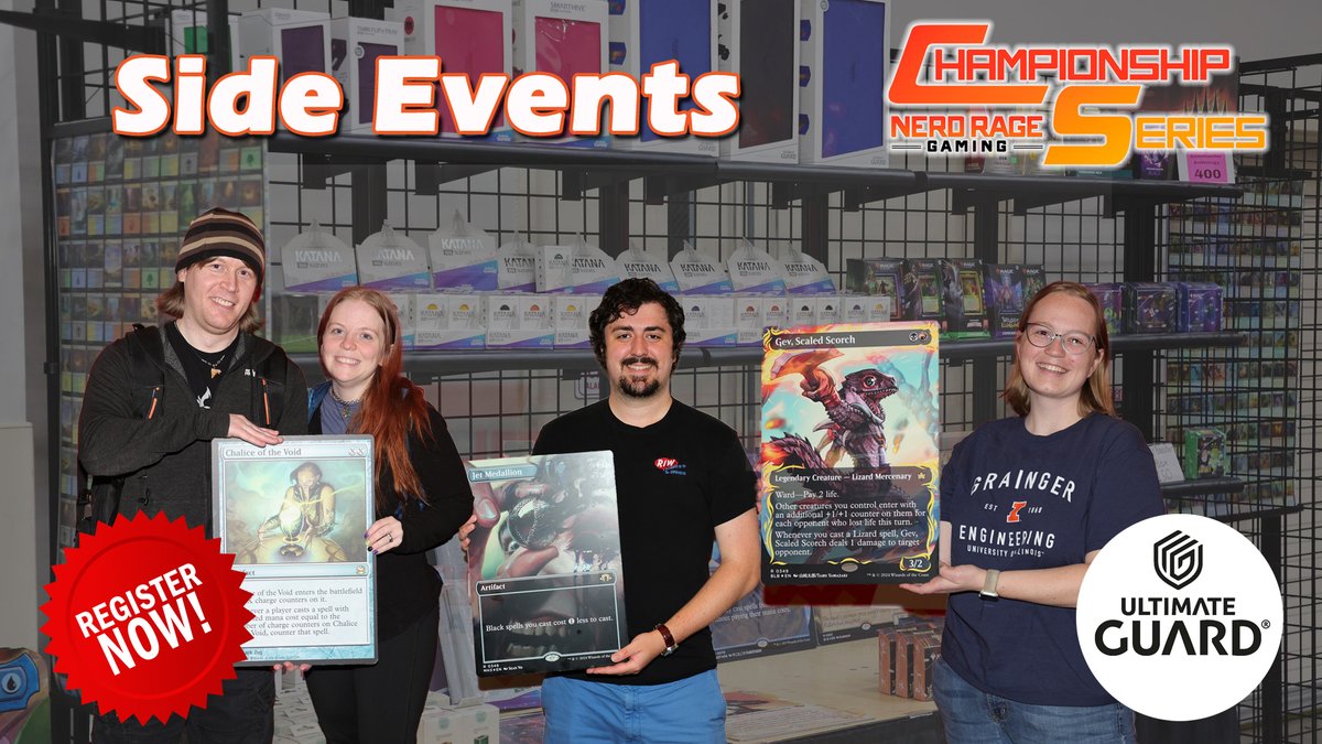 There's something for everyone at #NRGINDY Sides!

🔸RCQs! (Pioneer, Standard, #MTGFIN Sealed) 
🔸Mystery Booster Sealed!
🔸Constructed / Commander Open Play!
🔸<a href="/30DollarMTG/">Value Vintage MTG</a> Events!

Sponsored by <a href="/UltimateGuard/">Ultimate Guard</a> !! 
See Replies for schedule and registration!