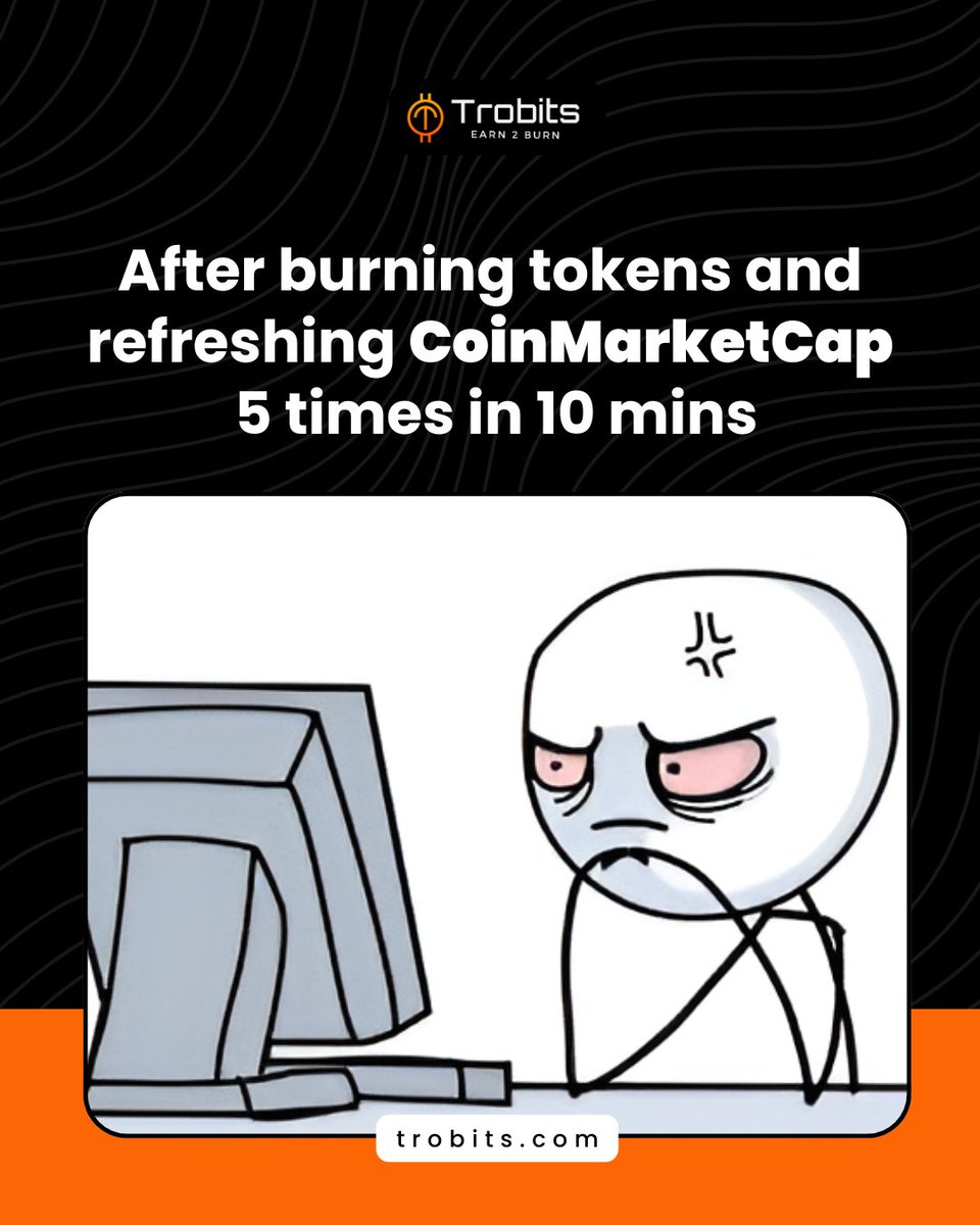 Trobits_inc's tweet photo. After burning tokens & refreshing CoinMarketCap 5x in 10 mins...๐๐ฅ
Join the burn๐ https://t.co/YyyuMceadr
#Trobits #TokenBurn #LUNC #SHIB #SHIBARMY #WEB3 #CryptoCommunity https://t.co/PlZw9MO3uO