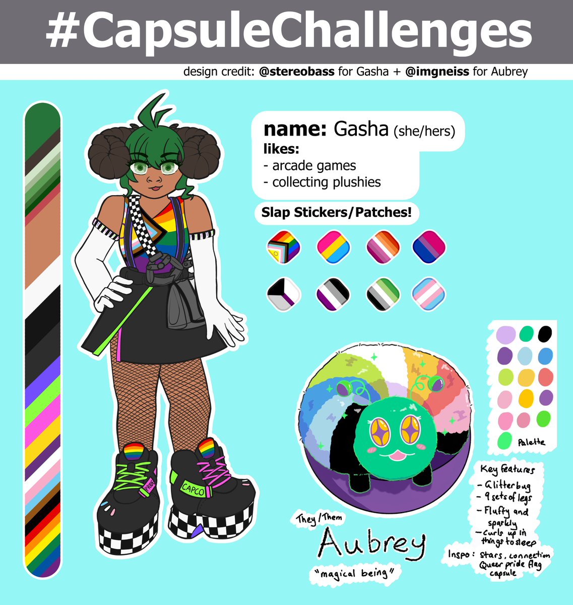 CapsuleCoTTV's tweet image. ✨CHARITY DTIYS ART CHALLENGE✨
We are hosting a #dtiys art challenge for Pride!  Here are your 2 characters designed by @stereobass_ (Gasha) @Im2gneiss (Aubrey)  
Draw 1 or both!  
- Deadline: July 4th 
- Use #CapsuleChallenges 
- Keep it SFW, NO A/I, no copying 
- Have fun!