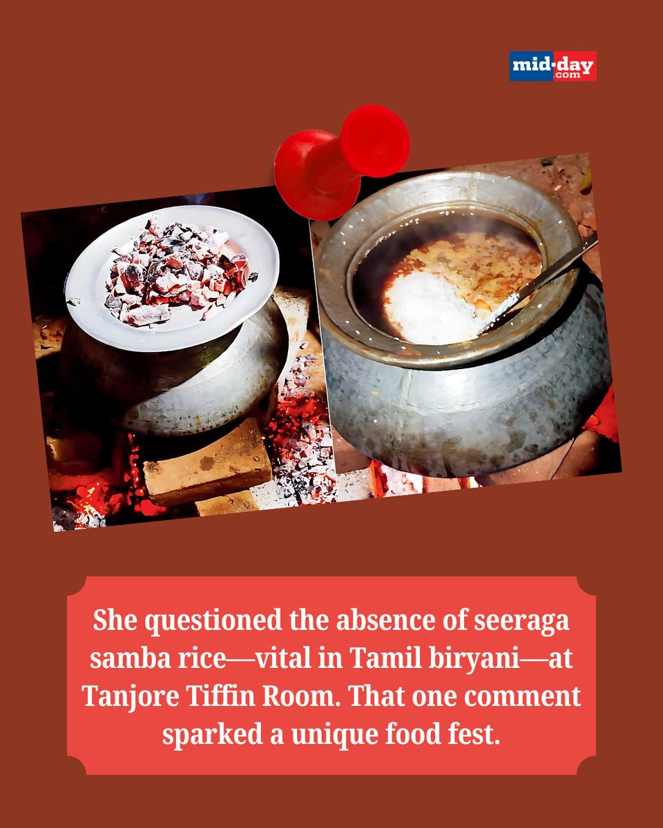 mid_day's tweet photo. A Trichy-born dentist brings flavours from her childhood to a Mumbai Tanjore Tiffin Room table in a soulful South Indian pop-up rooted in memory and tradition.
#SouthIndianFlavours #TrichyToMumbai #FoodWithHeart #BiryaniLove
https://t.co/Cupz8GpH78 https://t.co/nVzEm7K3kQ