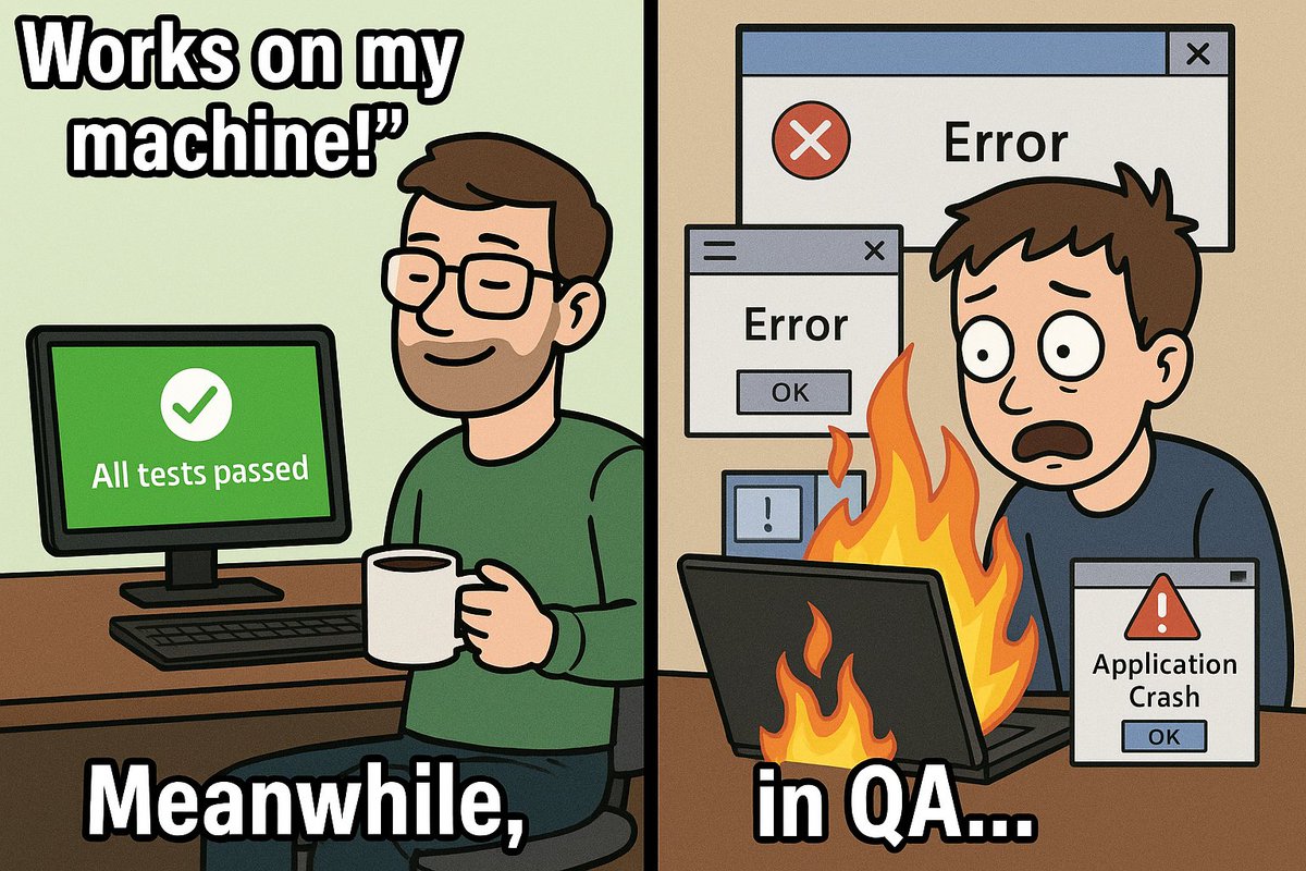 #Developers: “It works, ship it.”
#Testers: “It almost works… but only if you don’t click, type, scroll, breathe, or blink wrong.”

Different mindsets. Same goal. 🔍🚀
#SoftwareTesting #SoftwareDevelopment