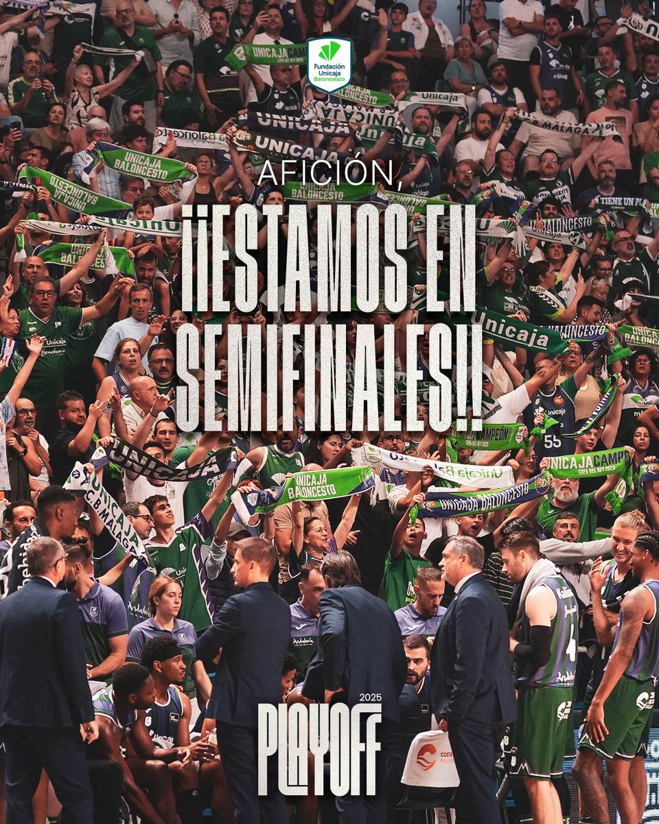 UnicajaCB (@unicajacb) on Twitter photo 🔥¡¡¡ESTAMOS EN SEMIFINALES DEL #PLAYOFFLIGAENDESA!!!🔥
🆚 <a href="/RMBaloncesto/">Real Madrid Basket</a>
💚💜 #YoSoyDelUnicaja <a href="/ACBCOM/">Liga Endesa</a> 🔥¡¡¡ESTAMOS EN SEMIFINALES DEL #PLAYOFFLIGAENDESA!!!🔥
🆚 <a href="/RMBaloncesto/">Real Madrid Basket</a>
💚💜 #YoSoyDelUnicaja <a href="/ACBCOM/">Liga Endesa</a>
