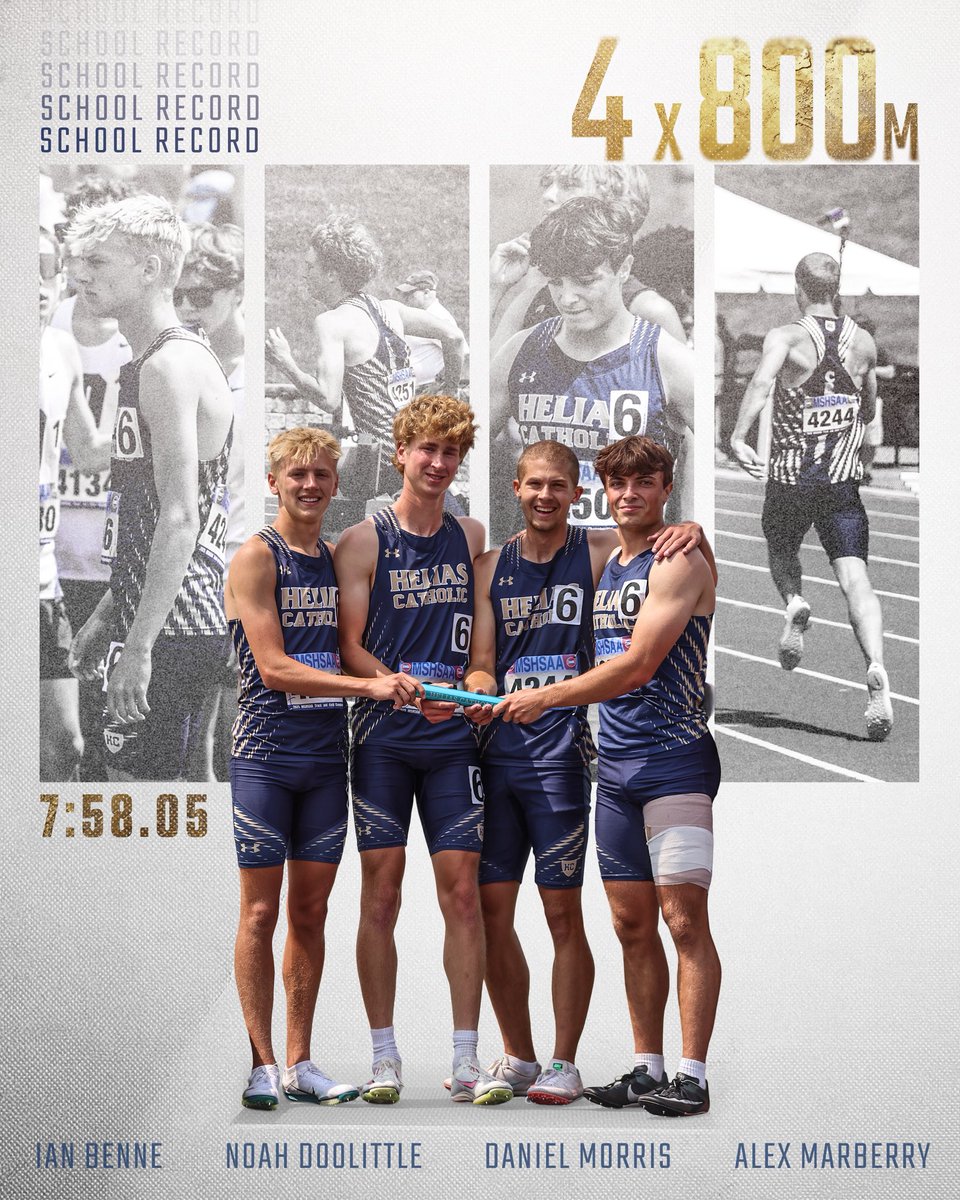 💥SCHOOL RECORD💥During last week’s State Track Meet our 4x800m boys broke a 42 year old record. Their time of 7:58.05 bested the mark from 1983. The team of Daniel Morris, Noah Doolittle, Alex Marberry, &amp; Ian Benne have placed their names in our record book Great job boys!