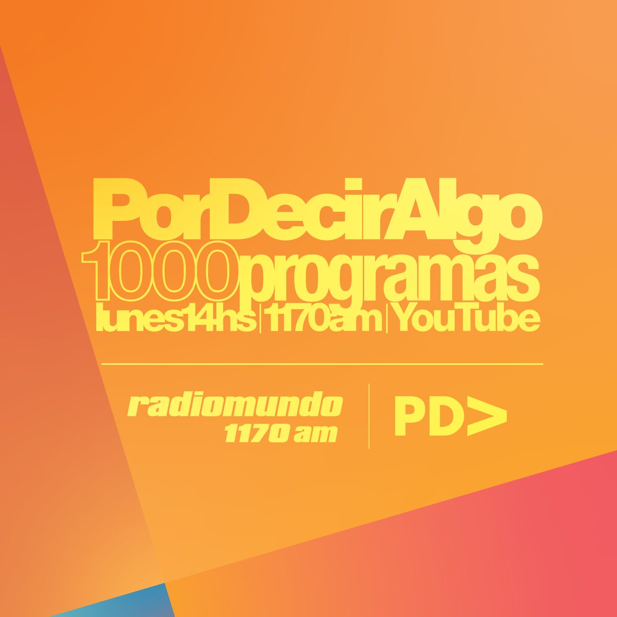 💥1️⃣0️⃣0️⃣0️⃣💥
📌 PDARadio cumple 1000 programas
🗓️ Lunes a las 14, en <a href="/radiomundo1170/">Radiomundo 1170 AM</a>: 1170AM y por YouTube