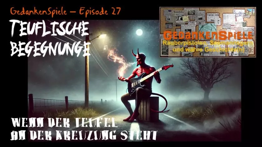 Es gab eine lange Pause, aber heute ist endlich wieder eine neue Folge unseres Podcasts #Gedankenspiele erschienen, wie immer mit Michael, Jens und mir.
Und diesmal begeben wir uns auf eine einsame Kreuzung, um dort ein Abkommen mit dem Teufel zu treffen.
gedankenspiele-podcast.de/teuflische-beg…