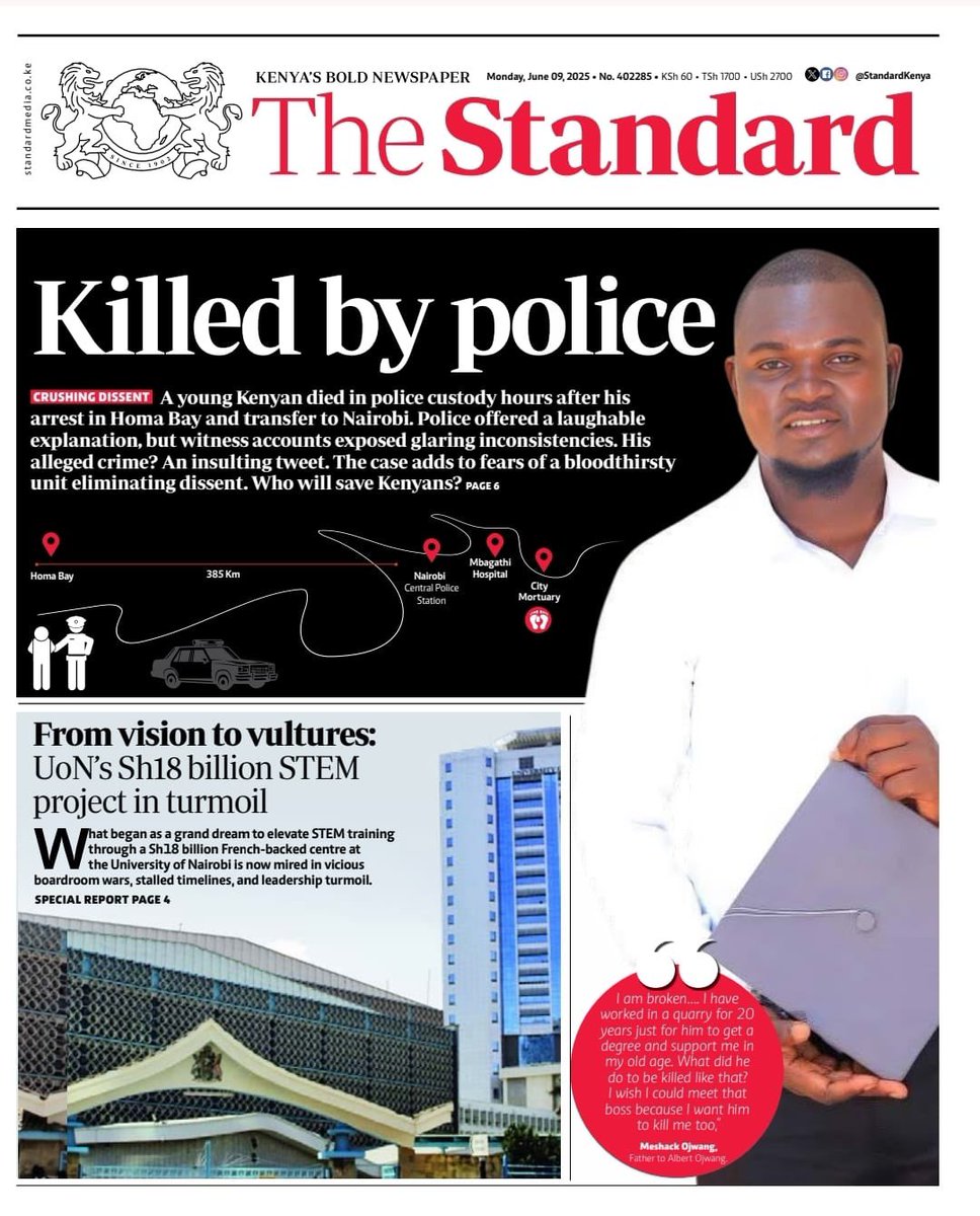 Ali 'Mwamvita' Manzu (@ali_manzu) on Twitter photo In your copy of The <a href="/StandardKenya/">The Standard Digital</a> newspaper Monday morning.
Get the e-newspaper on epaper.standardmedia.co.ke
standardmedia.co.ke In your copy of The <a href="/StandardKenya/">The Standard Digital</a> newspaper Monday morning.
Get the e-newspaper on epaper.standardmedia.co.ke
standardmedia.co.ke