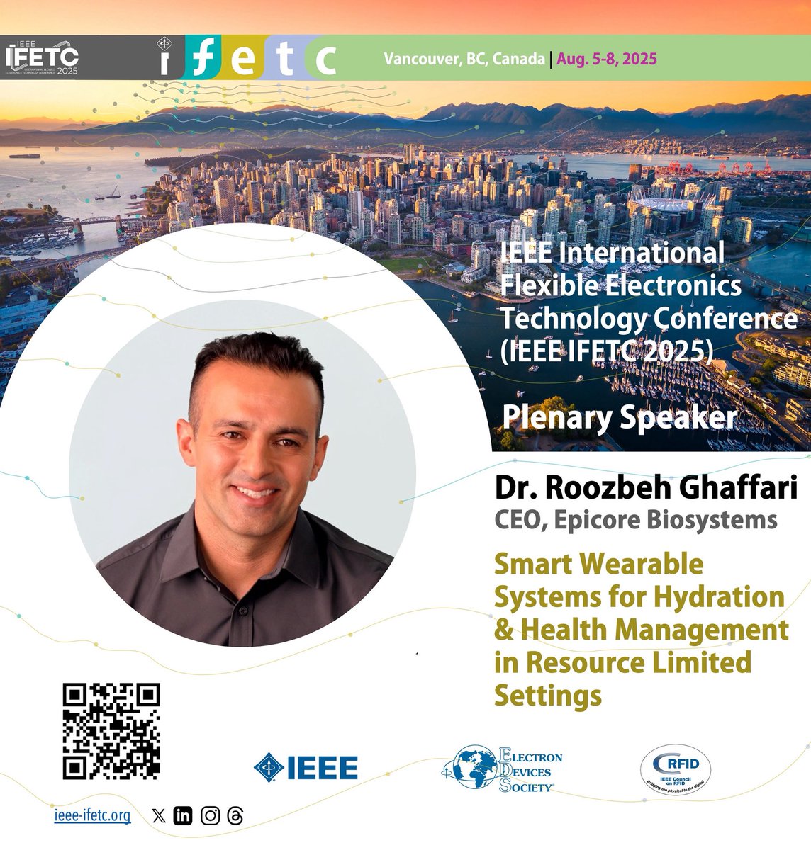 IEEE IFETC (@ieee_ifetc) on Twitter photo Join us at the IEEE IFETC 2025 to explore the latest in flexible electronics, including the plenary talk by Dr. Roozbeh Ghaffari, co-founder and CEO of Epicore Biosystems, as he presents cutting-edge advances in smart wearable microfluidic systems for hydration and health. Join us at the IEEE IFETC 2025 to explore the latest in flexible electronics, including the plenary talk by Dr. Roozbeh Ghaffari, co-founder and CEO of Epicore Biosystems, as he presents cutting-edge advances in smart wearable microfluidic systems for hydration and health.