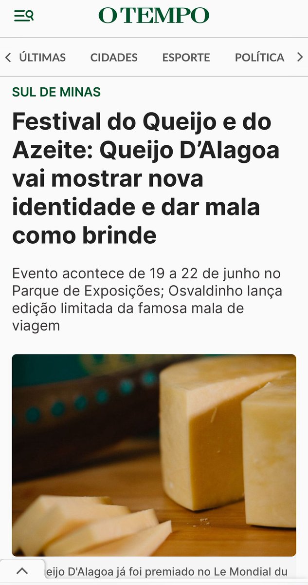 queijodalagoamg's tweet photo. Extra! Extra! Extra! 
🗞️ https://t.co/OAcPxoEr8O

Via @otempo 
#queijo #maladoqueijo #otempo #turismomg #alagoa #queijodalagoamg #rebranding https://t.co/viqBcdt7o9