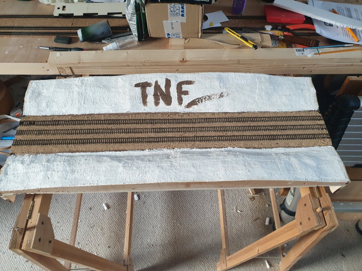 Some more progress on the <a href="/PECOstreamline/">PECO Model Railways</a>  #RAIL200 competition. This week has seen the mod-roc added to the hills and a base coat of brown applied. Having small children paid dividends as I 'borrowed' some of their brown poster paint! #TMRGUK #Thomas #NGauge