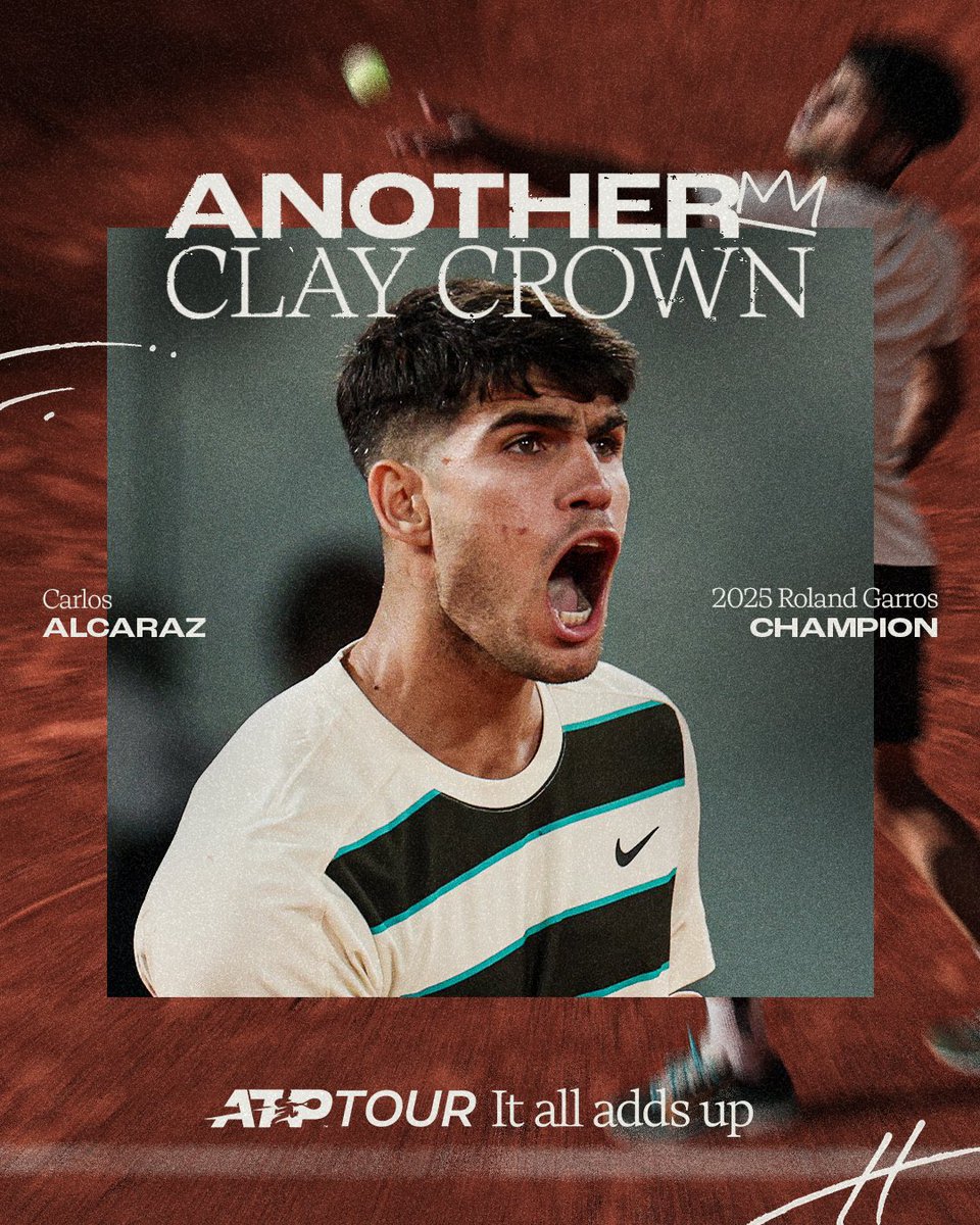 Carlos Alcaraz triumphs at Roland Garros 2025, outlasting Jannik Sinner in an epic 5-set thriller! 🏆 Defending his title, Alcaraz claims his 5th Grand Slam, cementing his clay-court dominance. What a match! 🎾 #RolandGarros #Alcaraz #sinnersclub_br