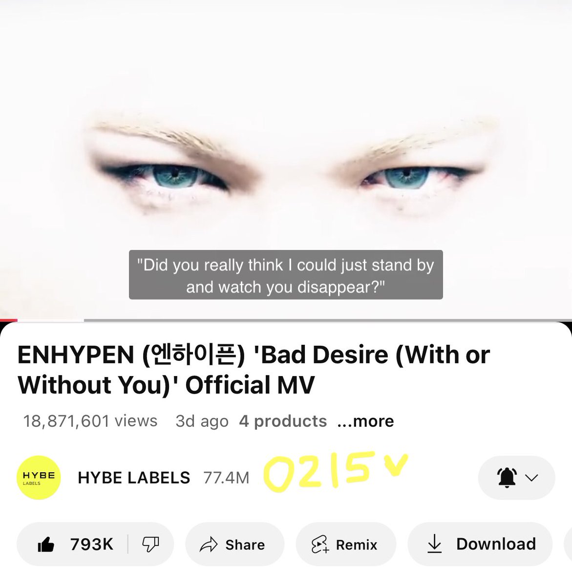 0215jaeyun's tweet photo. don't forget to keep streaming 'Bad Desire' MV we have a one week goal of 25M to meet but the sooner we reach it the better it is especially for SNS points on music shows! please keep streaming! 🥹

— https://t.co/7pqYrodCHz…
— https://t.co/AWQsNOxAES https://t.co/r7tyAHIa15