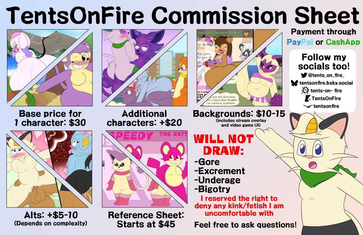🚨C0MMS OPEN🚨

Nyello! I will be taking most of July off so I am advertising that c0mms are open, with a new sheet! I am taking as many slots possible to prepare for next month, so any help is appreciated! Check the replies for the form to fill out and claim a spot! Thanks! 🙏