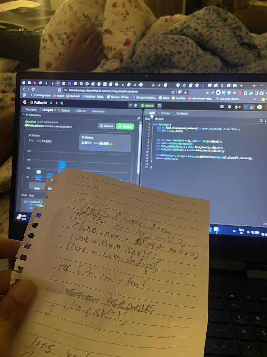 When the og paper logic is written 
Day : I dont count 
Leetcode 448 
#rust #LeetCode