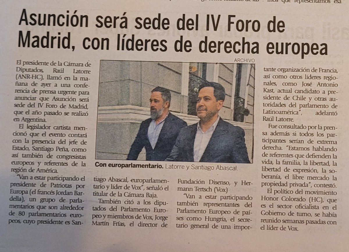 Esto me recuerda los congresos en Asunción de la Liga Mundial Anticomunista (WACL) durante el stronismo. El Campos Alum de entonces es reemplazado hoy por Latorre.