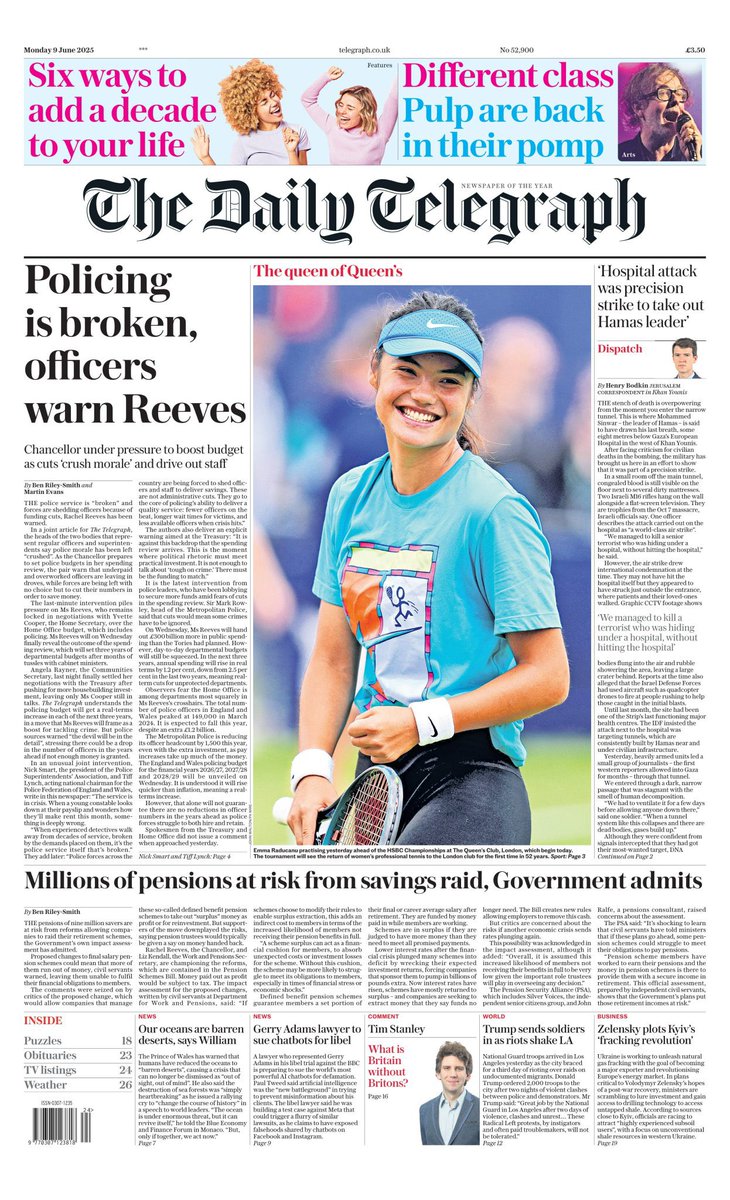 Emma on the cover of the Daily Telegraph ✨