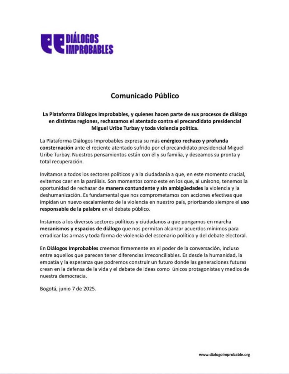 #Comunicado de <a href="/DImprobables/">Plataforma Diálogos Improbables</a>
