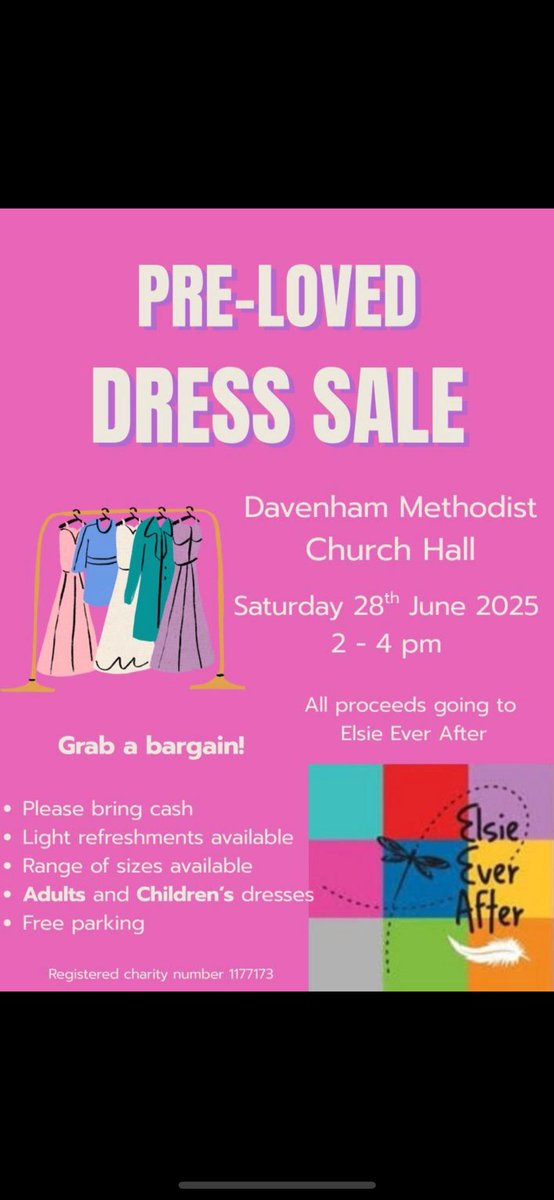ElsieEverAfter's tweet photo. We have over 750 dresses for our pre-loved sale - now we need people to come. There really are some absolutely stunning dresses at bargain prices- most will be priced £5, £10 or £20 but we have brand new dresses with labels still on- makes such as Monsoon and Scamp and Dude. https://t.co/Tnzpqf0Asz